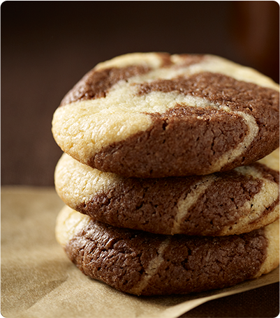 A stack of three Chocolate Marble Cookies.