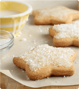 Three star shaped Classic Cutout Sugar Cookies.