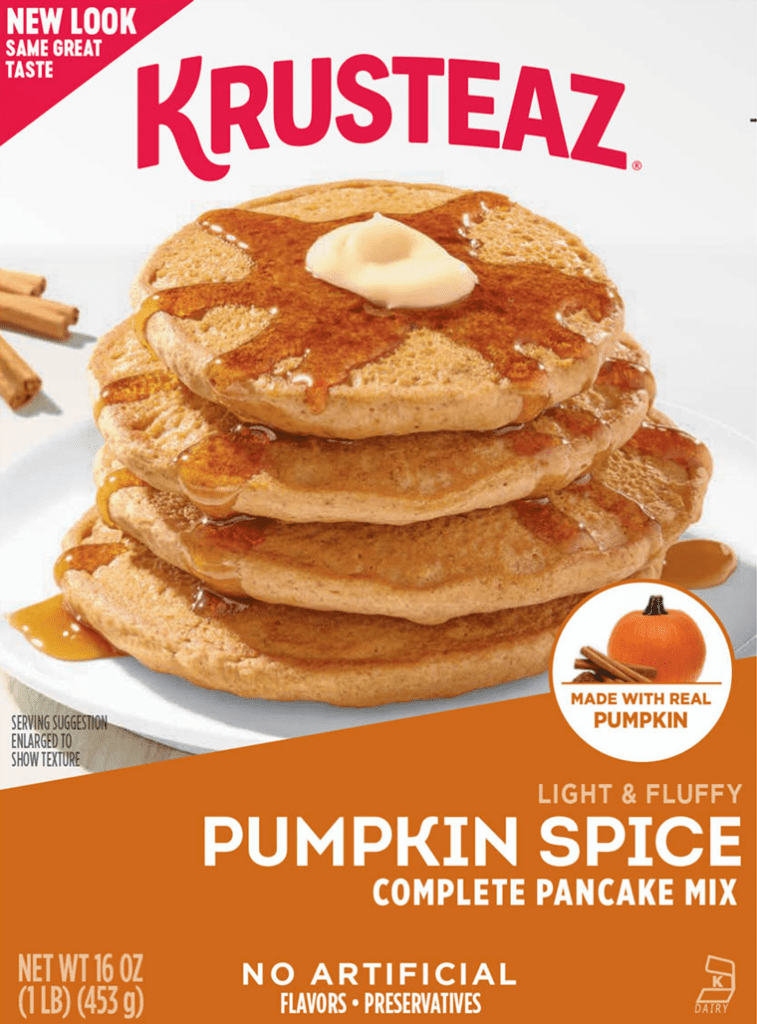 Box of Krusteaz Pumpkin Spice Pancake Mix