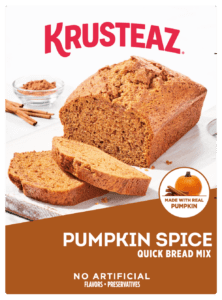 A box of Krusteaz Pumpkin Spice Quick Bread Mix.