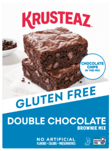 Box of Krusteaz Gluten Free Double Chocolate Brownie Mix.