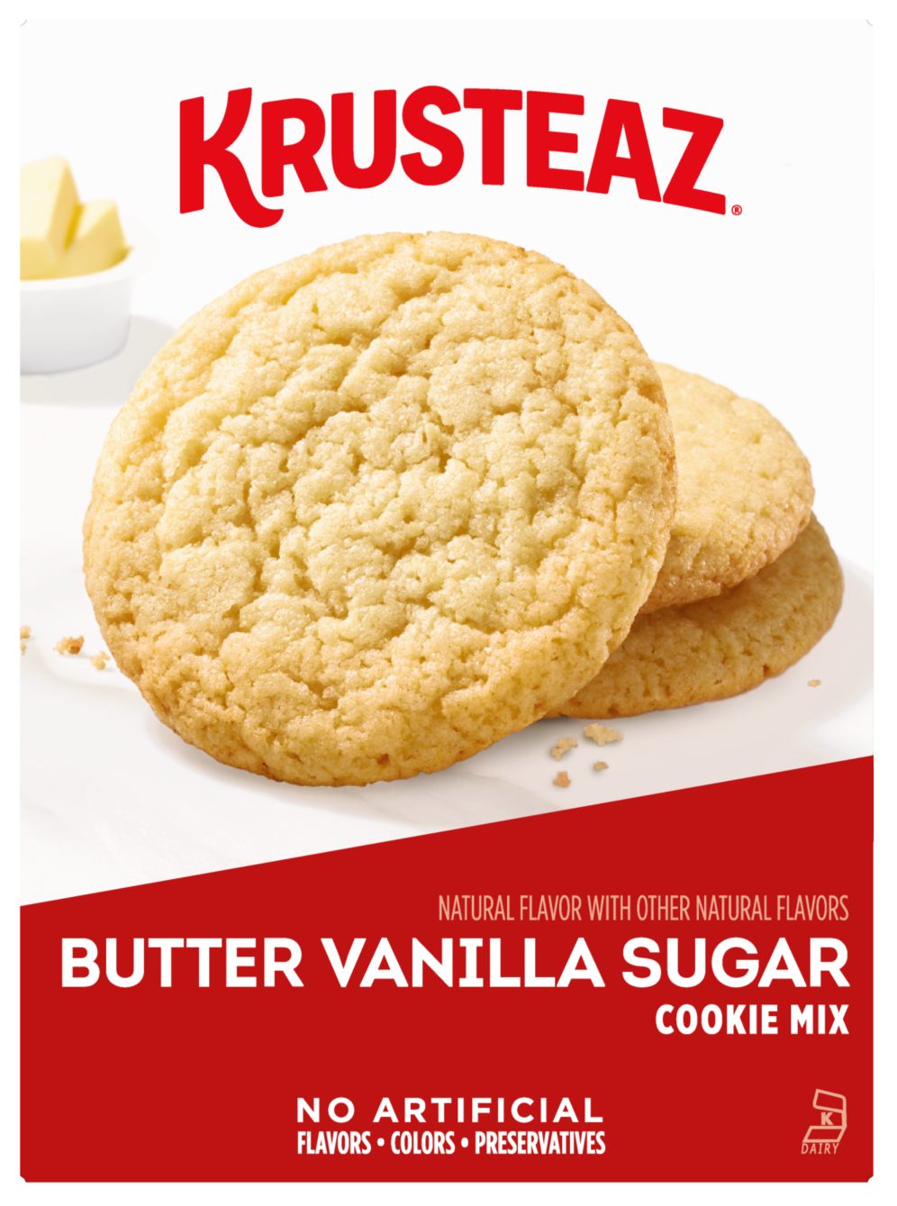 A box of Krusteaz Butter Vanilla Sugar Cookie Mix.