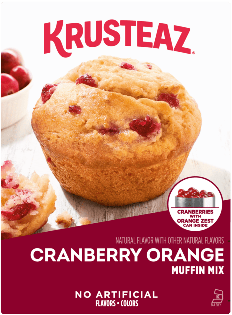 Box of Krusteaz Cranberry Orange Muffin Mix.