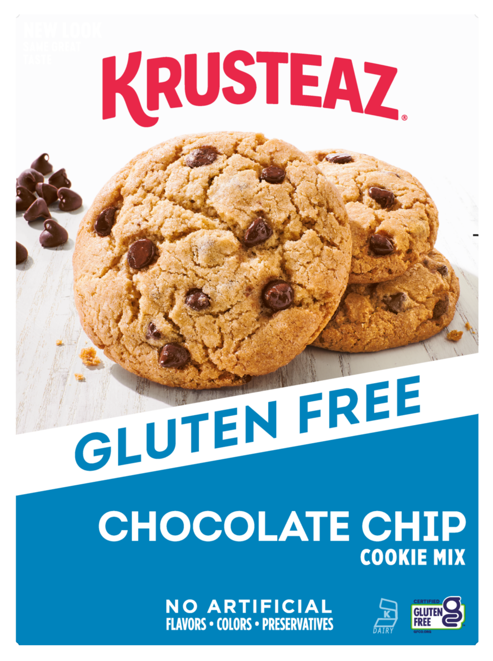Box of Krusteaz Gluten Free Chocolate Chip Cookie Mix.