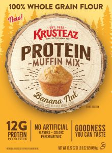 A box of Krusteaz Protein Banana Nut Muffin Mix
