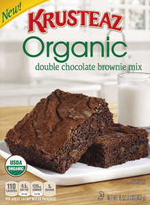 A box of Krusteaz Organic Double Chocolate Brownie Mix