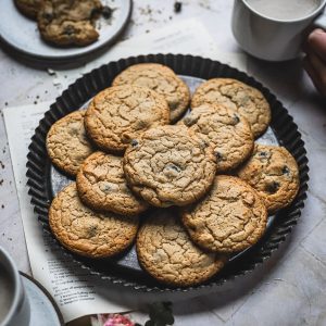 A plate of Blueberry Cardamom Pancake Cookies.