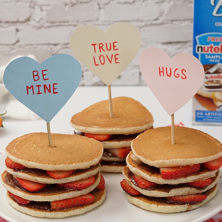 Three stacks of Strawberry Nutella® mini stacks
