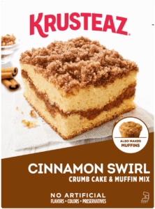 Box of Krusteaz Cinnamon Swirl Crumb Cake and Muffin Mix