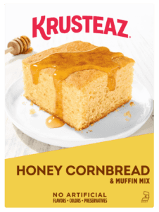 Box of Krusteaz Honey Cornbread and Muffin Mix.