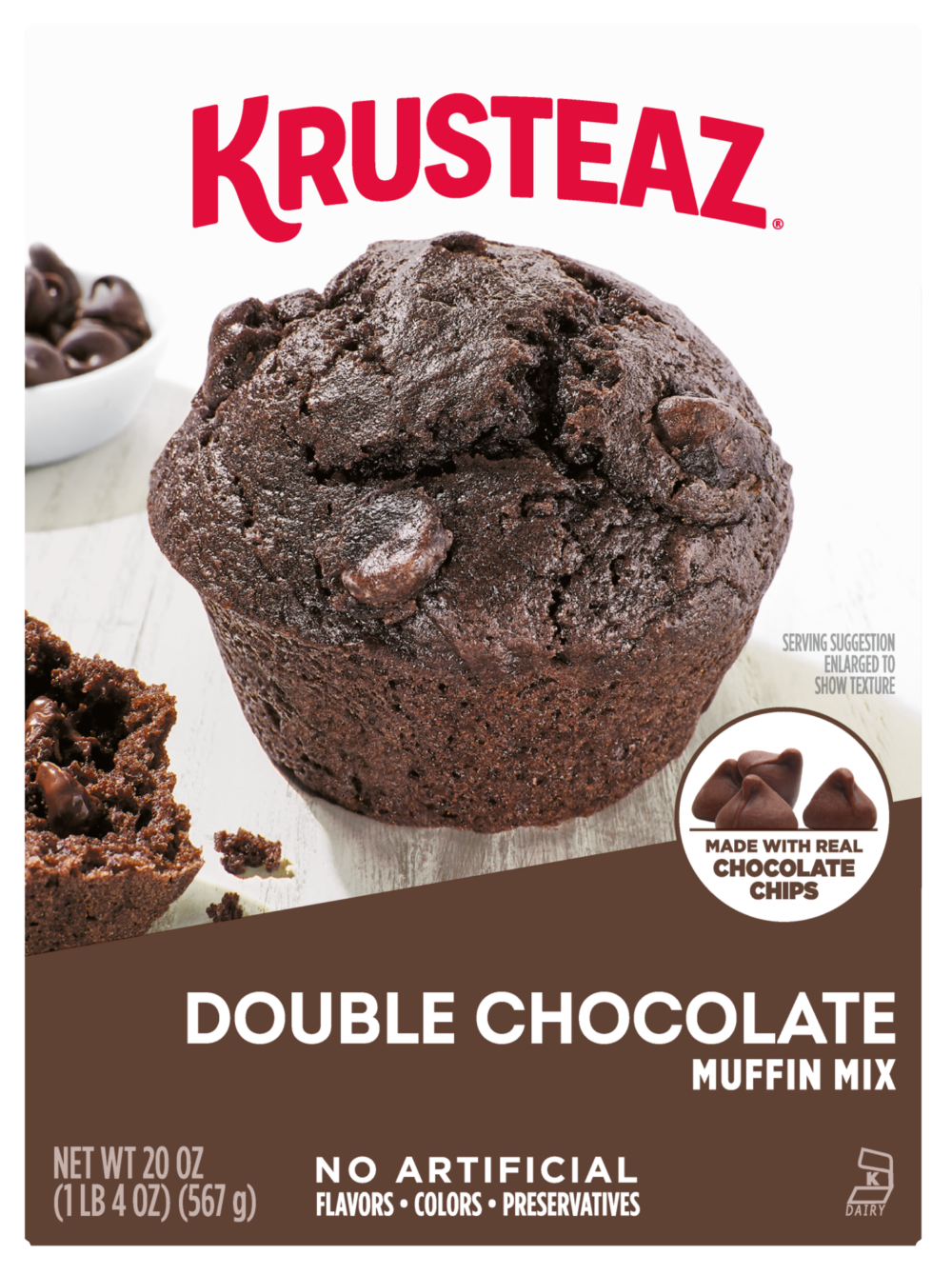 Box of Krusteaz Double Chocolate Muffin Mix.