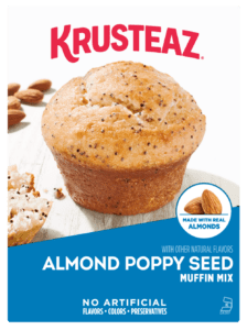 Box of Krusteaz Almond Poppy Seed Muffin Mix.