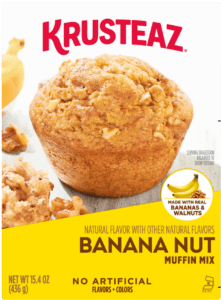 A box of Krusteaz Banana Nut Muffin Mix.