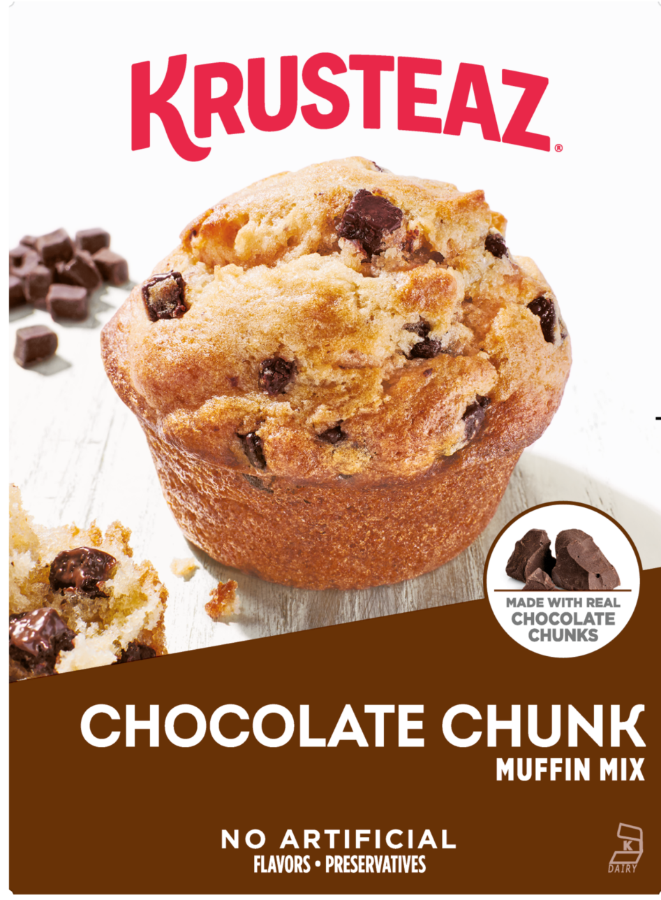 Box of Krusteaz Chocolate Chunk Muffin Mix.