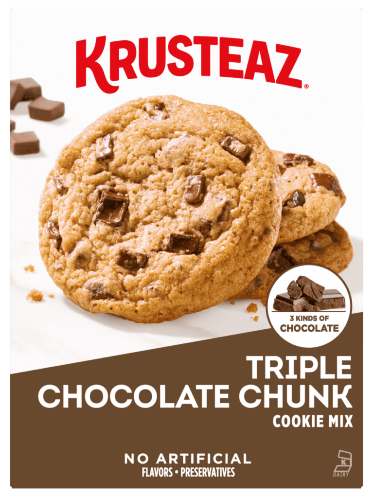 Box of Krusteaz Triple Chocolate Chunk Cookie Mix.