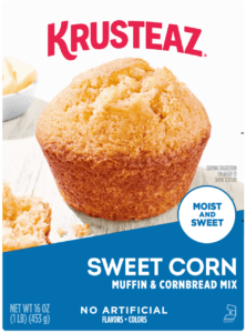 A Box of Krusteaz Sweet Corn Muffin & Cornbread Mix.