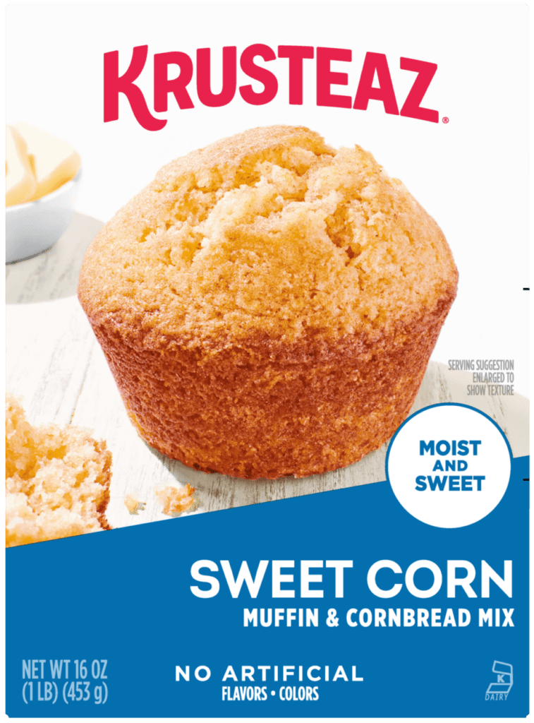 A Box of Krusteaz Sweet Corn Muffin & Cornbread Mix.