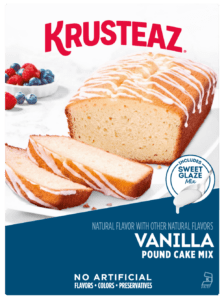 Box of Krusteaz Vanilla Pound Cake Mix.