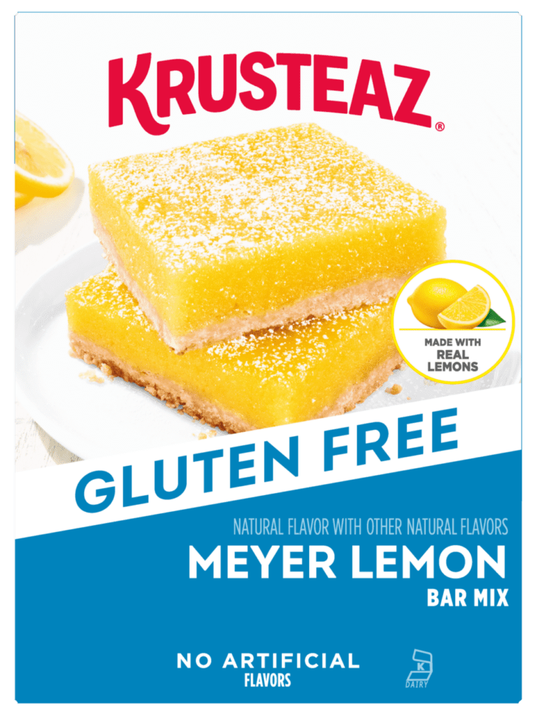 Box of Krusteaz Gluten Free Meyer Lemon Bar Mix.