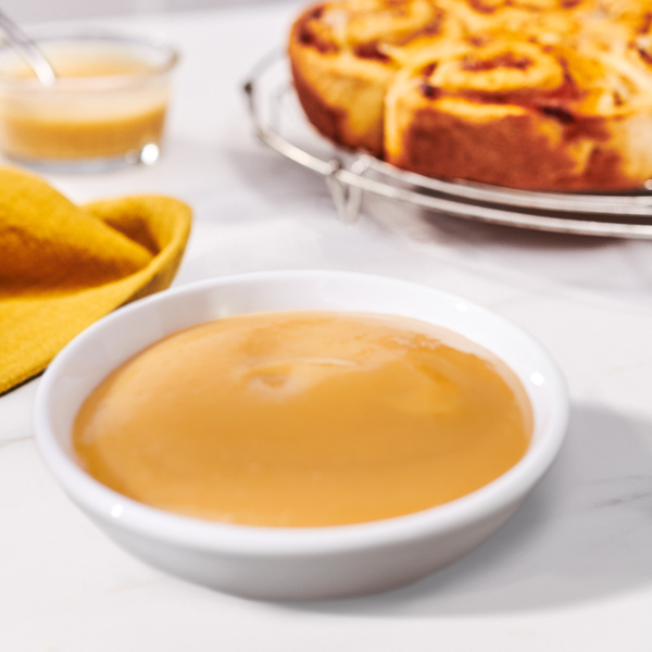 Honey mustard sauce sitting in a white bowl