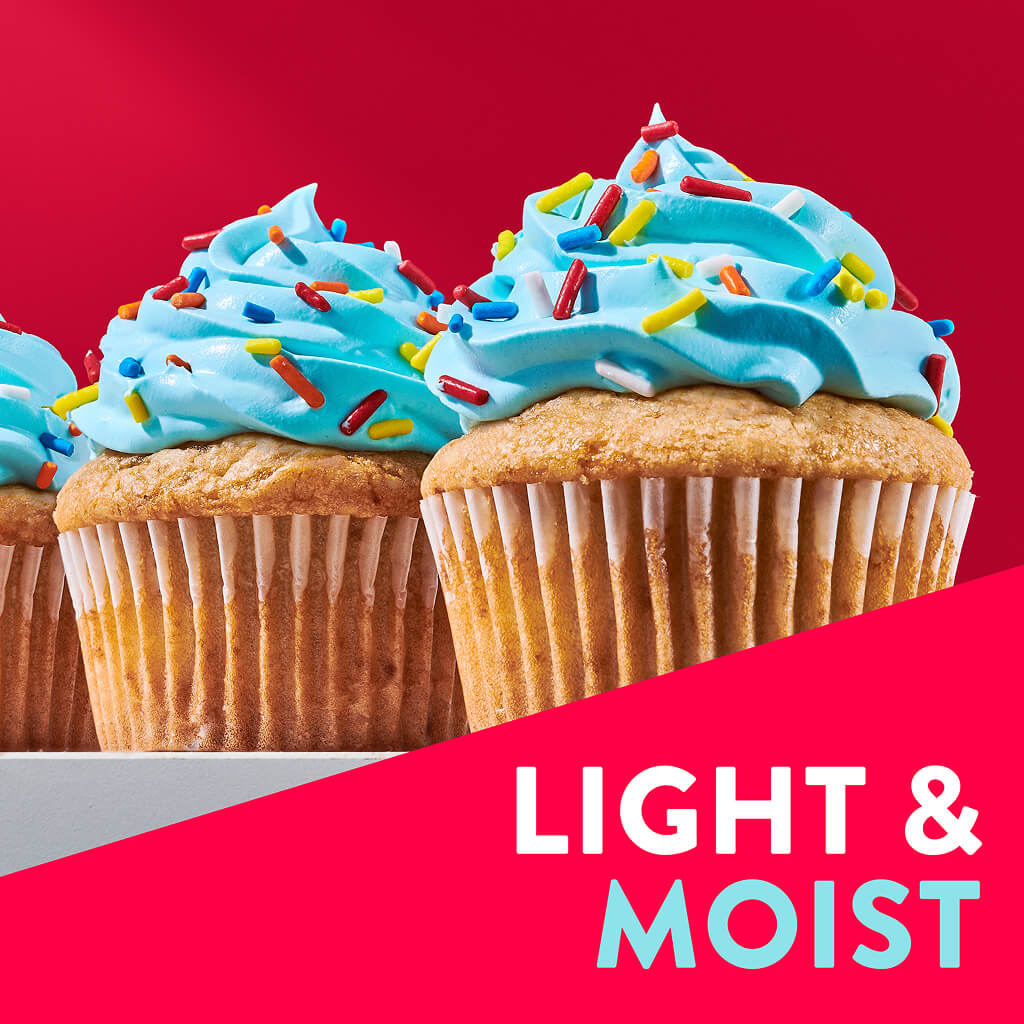 Three light and moist vanilla cupcakes