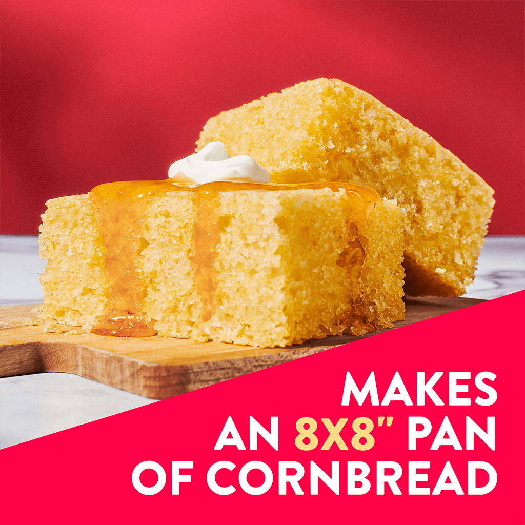 Multiple cornbread slices that make up an 8x8 pan