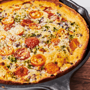 Delicious Italian skillet cornbread made with Krusteaz batter