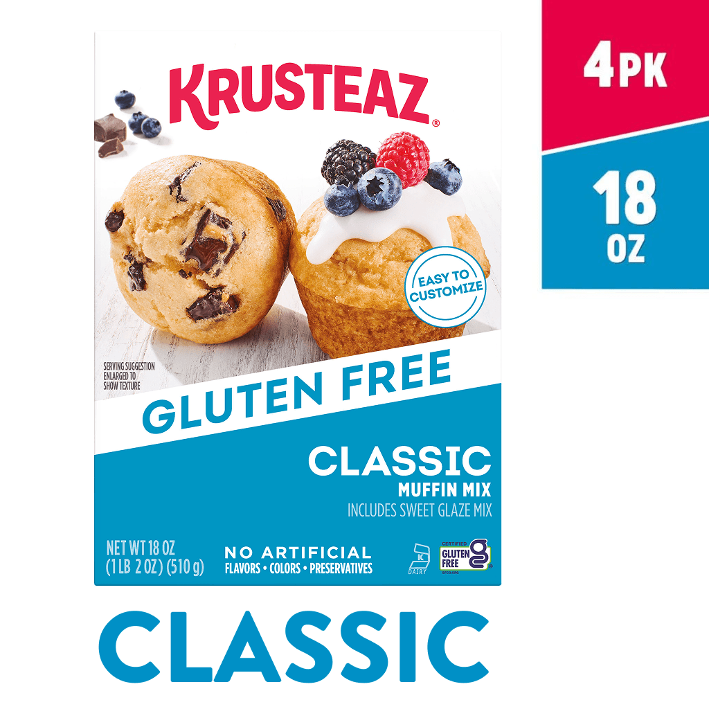 Box of Krusteaz Gluten Free Classic Muffin Mix.