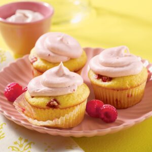 Krusteaz Berry Lemon Cupcakes with Raspberry Cream Cheese Icing