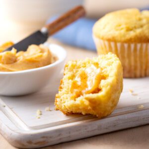 Smoky hot honey butter on a sweet corn muffin